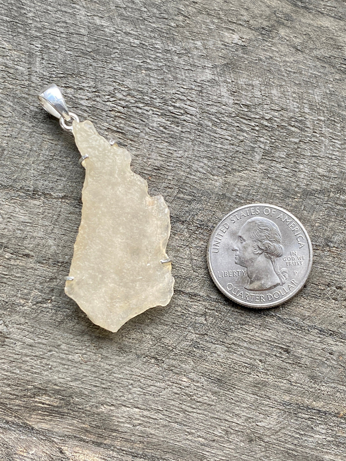 Rare Libyan Desert Glass Stone 925 Silver Handmade Pendant - Crystal Healing Meditation