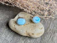 Larimar 925 Sterling Silver Handmade Stud Earrings  Jewelry - Crystal Healing Meditation