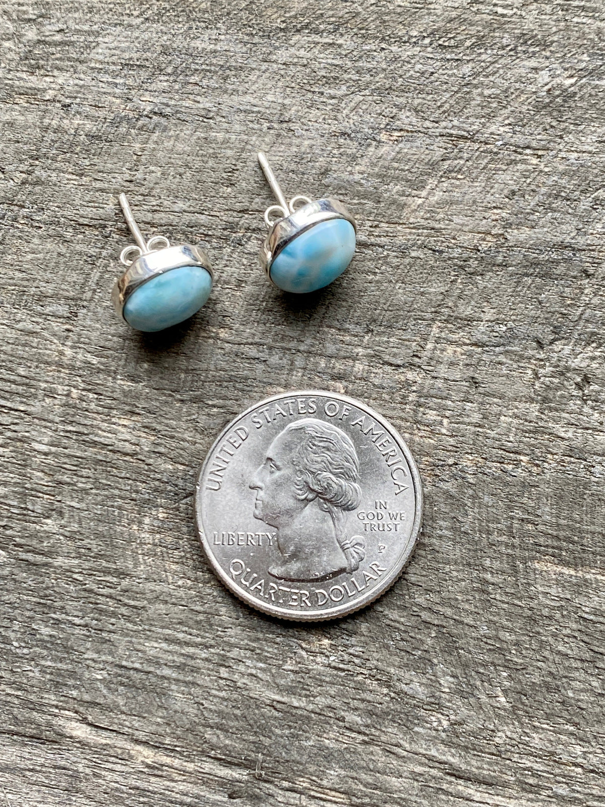 Larimar 925 Sterling Silver Handmade Stud Earrings  Jewelry - Crystal Healing Meditation