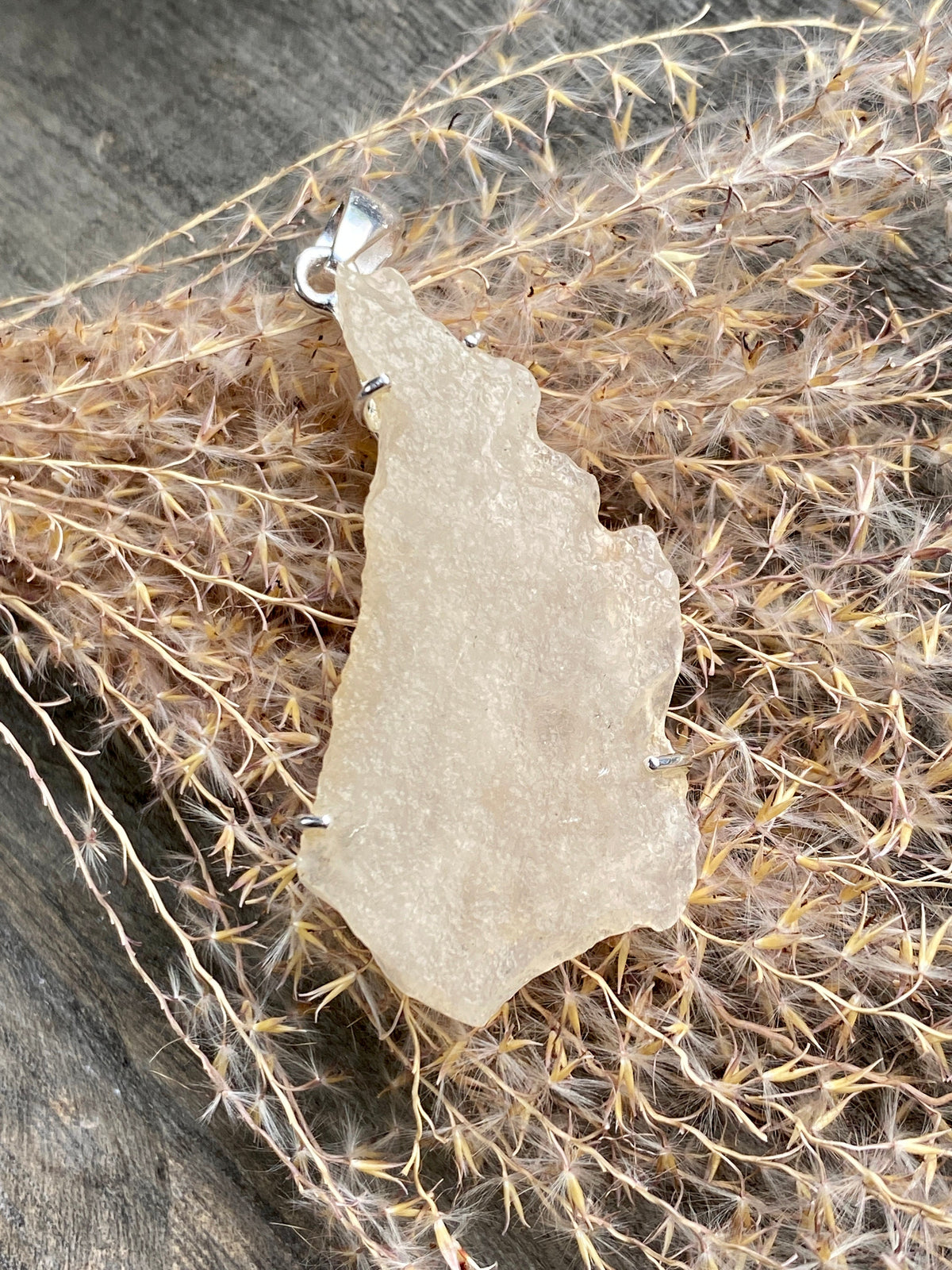 Rare Libyan Desert Glass Stone 925 Silver Handmade Pendant - Crystal Healing Meditation