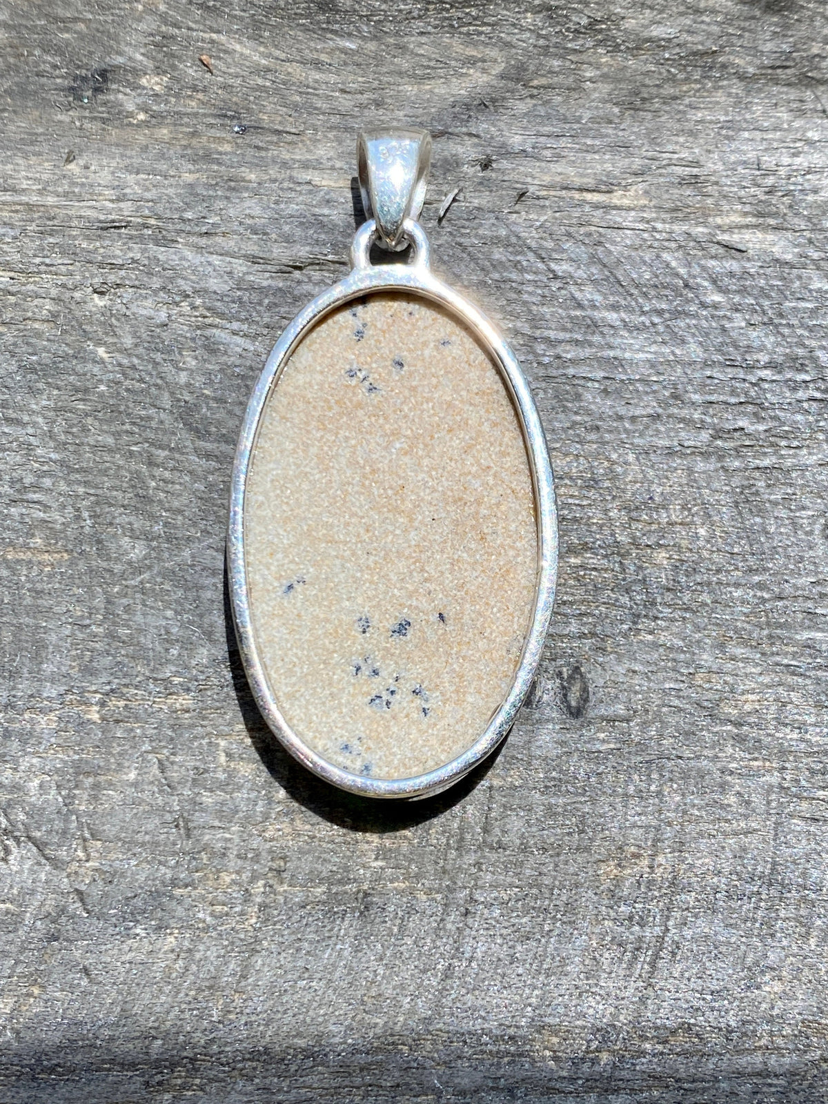 Oval Psilomelane Dendrite 925 Silver Handmade Pendant - Crystal Healing, Meditation