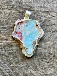 Larimar Slice 925 Silver Handmade Pendant - Crystal Healing Meditation