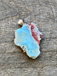 Larimar Slice 925 Silver Handmade Pendant - Crystal Healing Meditation