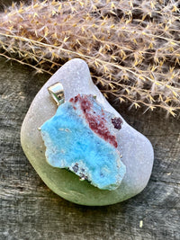 Larimar Slice 925 Silver Handmade Pendant - Crystal Healing Meditation