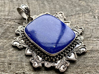 Filigree Lapis Lazuli 925 Silver Handmade Pendant - Crystal Healing Meditation - Crystal Healing Meditation