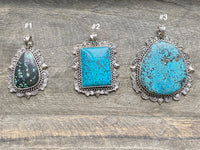 Natural Tibetan Turquoise 925 Silver Handmade Pendant - Crystal Healing Meditation