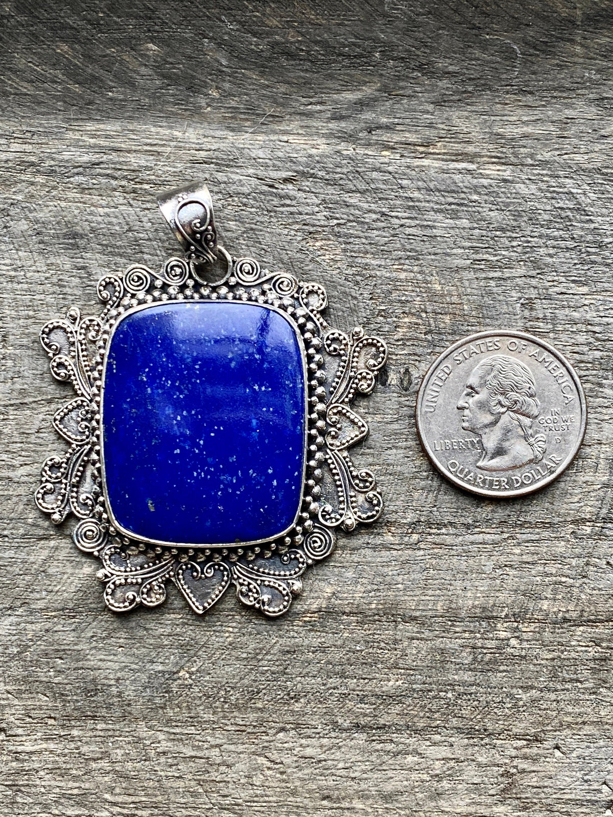 Filigree Lapis Lazuli 925 Silver Handmade Pendant - Crystal Healing Meditation - Crystal Healing Meditation