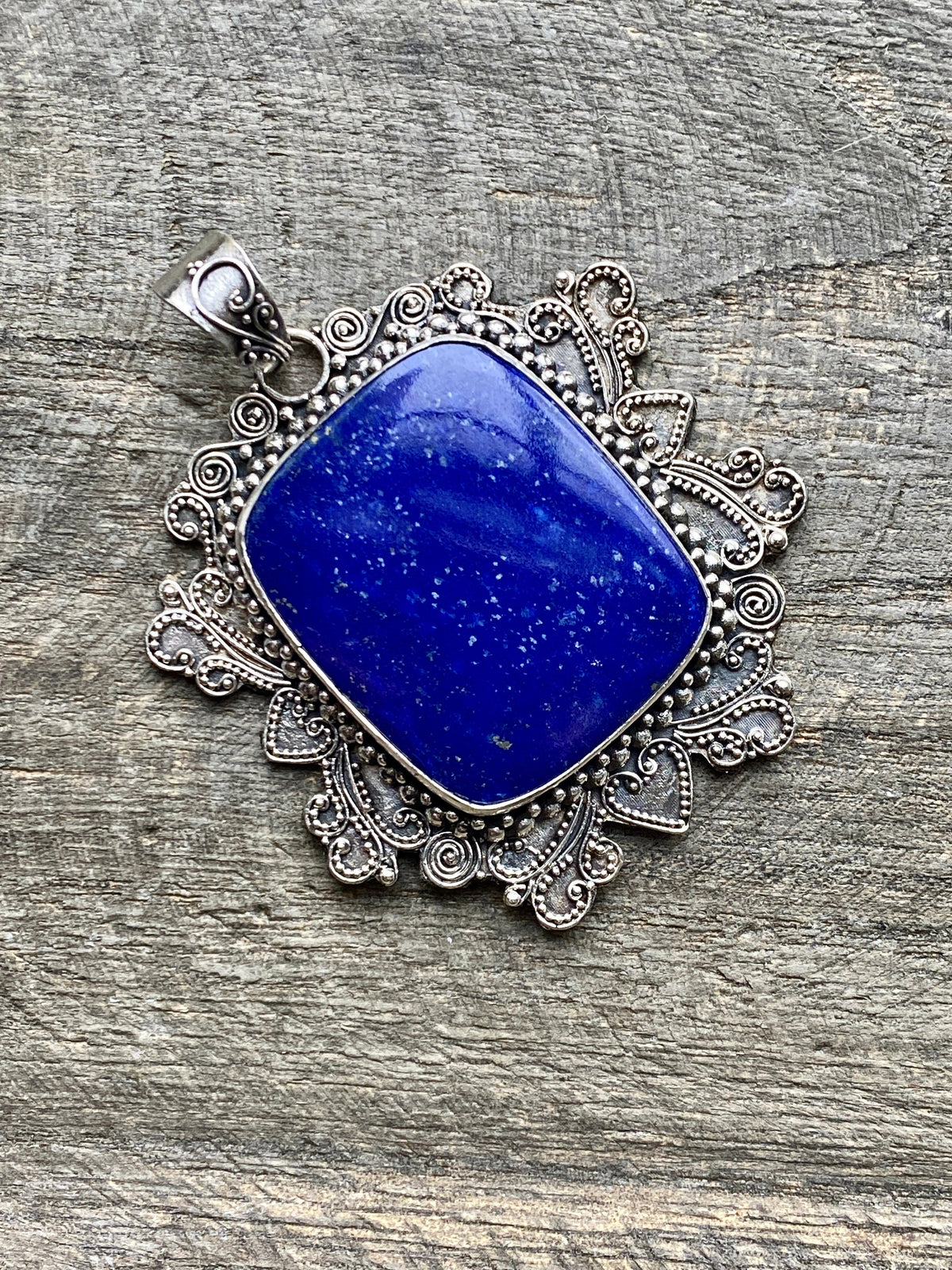 Filigree Lapis Lazuli 925 Silver Handmade Pendant - Crystal Healing Meditation - Crystal Healing Meditation