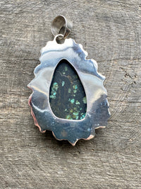 Natural Tibetan Turquoise 925 Silver Handmade Pendant - Crystal Healing Meditation