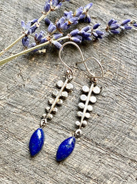 Lapis Lazuli 925 Silver Handmade Earrings - Crystal Healing Meditation