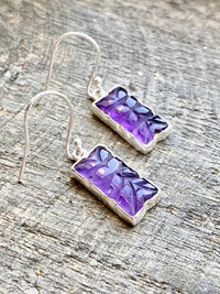 Carved Amethyst 925 Silver Handmade Earrings- Crystal Healing Meditation