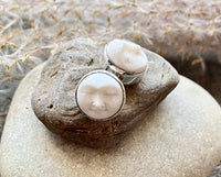 Hand Carved Goddess Moon Face 925 Silver Studs (Bovine Bone) - Crystal Healing Meditation